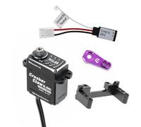 RampCrab High Torque Servo with Servo Horn and Mount for FMS FCX24, Upgrade Parts for RC Crawler 1/24 Scale FCX24 Power Wagon Butcher & Max Smasher Big Foot Monster Truckd, Red Horn