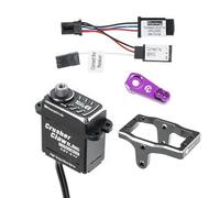 RampCrab Steering Servo 11.5KG for TRX4M (Steel Gear, Water Proof),with Servo Mount Bracket and Servo Horn for TRX4M RC Crawler Car, 1/18 Upgrades Parts for TRX4M Bronco, Defender, K10 (Red Horn)