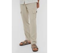 'Ramsay' Linen Blend Cargo Trousers Threadbare Stone 34R
