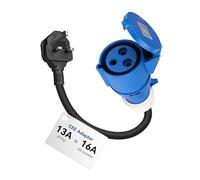 RamTouch Fly Lead Socket Converter (13A UK Plug to 16A Caravan Socket, 50cm, IP44, Max. 13A, 3G2.5mm²) - CEE Adapter for Portable EV Charger, Mobile Wallbox, and Mobile EV Charging Station
