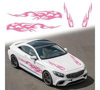 ramuel Universal Large Vinyl Flame Pattern Gaphic Car Side Body Door Decals Sports Racing Stripes Decal Car Hood & Car Side Decorative Sticker for Car Sedan SUV Vehicles (4pc Pink)
