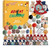 RAMXCION Crystal Advent Calendar 2024 for Kids,24 Days Natural Crystals Minerals Fossils Advent Calendar Gemstone Christmas Countdown Calendar Enthusiasts Rock Collection Girls Boys Women Men Adult