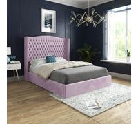 Casa Magna Rana Curved Top Winged Upholstered Soft Velvet Bed Frame - Blue - Pink - King