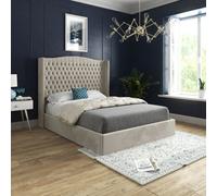 Rana Curved Top Winged Upholstered Soft Velvet Cream Bed Frame
