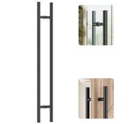 Ranbo 1200mm Length Double Sided Long Door Pull Handle 304 Stainless Steel H Shaped Large Barn Pull Bar, Fits Commercial Interior and Exterior Wooden and Glass Doors, Matte Black