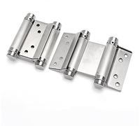 Ranbo 125mm Double Action Spring Hinges 304 Stainless Steel Self Closing Two Way Acting Hinges for Exterior Cafe Saloon Pub Swinging Doors, Including Pins and Screws, 1 Pair, Brushed