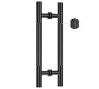 Ranbo 18" Push Pull Door Handle,254mm (10 Inch) CTC,1.5mm Thick 304 Stainless Steel,Knurled Center Double Sided Handle for 8-12mm Glass & 35-55mm Wood Doors,Office,Commercial, Entrance,Matte Black