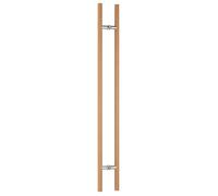 Ranbo 24" Long Beech Wood Back to Back Push Pull Handle, H Shape Sliding Door Handle Bar, Fits Glass Shower and Wood Barn Door, Ideal for Commercial Office Shop Front Entrance Sauna Store Doors