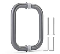Ranbo C-Shaped 203mm Mounting Hole Distance Back-to-Back Frameless Glass Door Push Pull Handle, Fits 8-12mm Glass Doors, 304 Stainless Steel, Electroplated Grey - for Bathroom,Shower,Sauna,Spa,Office