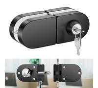 Ranbo Frameless Double-Sided Glass Door Lock, No-Drill, 304 Stainless Steel, Suitable for 10mm-12mm Thick Glass Doors, Includes 3 Keys, Black