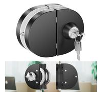 Ranbo Frameless Double-Sided Glass Door Lock, No-Drill, 304 Stainless Steel, Suitable for 3/8''-1/2''(10mm-12mm) Sliding Glass Doors, Office Doors, Commercial Doors, Includes 3 Keys, Black.