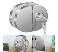 Ranbo Frameless Double-Sided Glass Door Lock, No-Drill, 304 Stainless Steel, Suitable for 3/8''-1/2''(10mm-12mm) Sliding Glass Doors, Office Doors, Commercial Doors, Includes 3 Keys, Brushed.