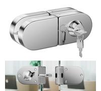 Ranbo Frameless Double-Sided Glass Door Lock,No-Drill,304 Stainless Steel, Suitable for 3/8''-1/2''(10mm-12mm) Sliding Glass Doors,Office Doors,Commercial Doors,Includes 3 Keys,Polished Chrome.