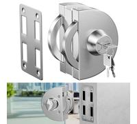 Ranbo Frameless Glass Double Sided Swing Door Lock, No-Drill, 304 Stainless Steel, Suitable for 3/8''-1/2'' (10mm-12mm) Thick Sliding Glass Doors, Office Doors, Commercial Doors, 3 Keys, Brushed.
