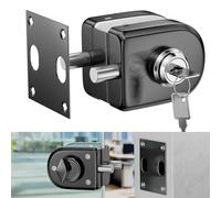 Ranbo Frameless Glass Swing Door Lock, Floor Bolt, No-Drill, 304 Stainless Steel, Suitable for 3/8''-1/2'' (10mm-12mm) Thick Sliding Glass Doors, Office,Commercial Doors, 2 Keys, Brushed Black.