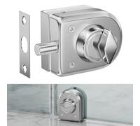 Ranbo Frameless Swinging Door Floor Bolt Lock, No-Drill, 304 Stainless Steel, for 3/8''-1/2''(10mm-12mm) Sliding Glass Doors, Office, Commercial Doors, Brushed.