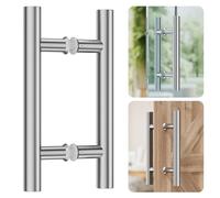 Ranbo Hardware 12" Back to Back 304 Stainless Steel Double Sided Push Pull Door Handle,H Shape Sliding Door Handle,Fit for Glass Door Wooden Door,Brushed Finish