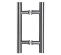 Ranbo Hardware 12" Back to Back 304 Stainless Steel Double Sided Push Pull Door Handle,H Shape Sliding Door Handle,Fit for Glass Door Wooden Door,Electroplated Gray Finish