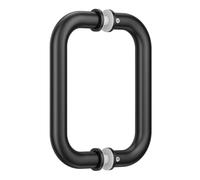 Ranbo Shower Glass Door Handle, 152mm (6 Inch) Hole Centres, Matt Black, 304 Stainless Steel, 1.0mm Thick Tube, Fits 6-12mm (1/4"-1/2") Glass, for Bathroom Door Installation or Replacement.