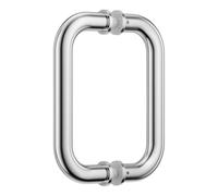 Ranbo Shower Glass Door Handle, 152mm (6 Inch) Hole Centres, Polished Chrome, 304 Stainless Steel,1.0mm Thick Tube, Fits 6-12mm (1/4"-1/2") Glass, for Bathroom Door Installation or Replacement.