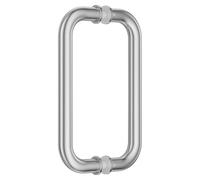 Ranbo Shower Glass Door Handle, 203mm (8 Inch) Hole Centres, Brushed Nickel, 304 Stainless Steel, 1.0mm Thick Tube, Fits 6-12mm (1/4"-1/2") Glass, for Bathroom Door Installation or Replacement.