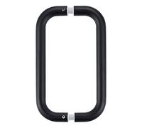 Ranbo Shower Glass Door Handle, 203mm (8 Inch) Hole Centres, Matt Black, 304 Stainless Steel, 1.0mm Thick Tube, Fits 6-12mm (1/4"-1/2") Glass, for Bathroom Door Installation or Replacement.
