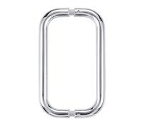 Ranbo Shower Glass Door Handle, 203mm (8 Inch) Hole Centres, Polished Chrome, 304 Stainless Steel,1.0mm Thick Tube, Fits 6-12mm (1/4"-1/2") Glass, for Bathroom Door Installation or Replacement.