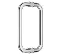 Ranbo Shower Glass Door Handle, 203mm (8 Inch) Hole Centres, Polished Chrome, 304 Stainless Steel,1.0mm Thick Tube, Fits 6-12mm (1/4"-1/2") Glass, for Bathroom Door Installation or Replacement.