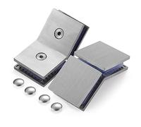 Ranbo Square Frameless Glass Clamp Connector/Shower Door Fixed Panel/Glass-to-Glass Corner Clamp,304 Stainless Steel,for 5/16" - 1/2" (8-12 mm) Thickness Glass,2 PC,Brushed Nickel