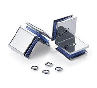 Ranbo Square Frameless Glass Clamp Connector/Shower Door Fixed Panel/Glass-to-Glass Corner Clamp,304 Stainless Steel,for 5/16" - 1/2" (8-12 mm) Thickness Glass,2 PC, Polished Chrome