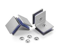 Ranbo Square Frameless Glass Clamp Connector/Shower Door Fixed Panel/Glass-to-Glass Corner Clamp,304 Stainless Steel,for 5/16" - 1/2" (8-12 mm) Thickness Glass,2 PC,Brushed Nickel