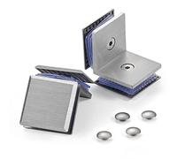 Ranbo Square Frameless Glass Clamp Connector/Shower Door Fixed Panel/Glass-to-Glass Corner Clamp,304 Stainless Steel,for 5/16" - 1/2" (8-12 mm) Thickness Glass,2 PC,Brushed Nickel