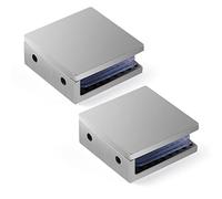 Ranbo Square Frameless Glass Clamp Connector/Shower Door Fixed Panel/Wall-to-Glass Corner Clamp,304 Stainless Steel,for 5/16" - 1/2" (8-12 mm) Thickness Glass,2 PC,