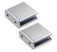 Ranbo Square Frameless Glass Clamp Connector/Shower Door Fixed Panel/Wall-to-Glass Corner Clamp,304 Stainless Steel,for 5/16" - 1/2" (8-12 mm) Thickness Glass,2 PC,Polished Chrome