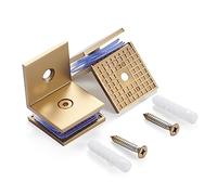 Ranbo Square Frameless Glass Clamp Connector/Shower Door Fixed Panel/Wall-to-Glass Corner Clamp,304 Stainless Steel,for 5/16" - 1/2" (8-12 mm) Thickness Glass,2 PC,Polished Gold