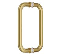Ranbo Tubular Back-to-Back Shower Door Handle,Heavy-Duty 1.0mm Thick 304 Stainless Steel,for 1/4"- 1/2" Thick Glass and 1-3/8" - 2-1/6" Thick Wooden or Metal Doors，Brass Gold 8" CTC