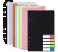 Rancco A6 Planner Inserts 6 Rings Planner Refills Set, 60 Sheet Black Blank To Do List Loose Leaf Paper w/Zipper Pouch, Binder Dividers, Ruler, Index Tab for Journal, Double-sided, Undated, 6.8x3.7in