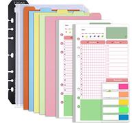 Rancco A6 Planner Inserts Daily Planner Refills, 90 Pages Colorful 6-Ring Loose-leaf Binder Inserts w/Divider, PVC Pouch, Ruler, Index Tab for Journal, Filofax, Double-sided, Undated,6.9x3.7"