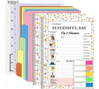 Rancco Discbound Junior Daily Planner Refills, 180 Pages 8 Disc Punched Half Letter Paper Inserts w/Index Tabs, Binder Dividers, Loose-Leaf Bag, Ruler For Circa, Arc, TUL, Happy Planner, 5.5x8.5"