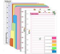 Rancco Junior To-Do List Planner Refills Set, 180 Pages 8 Rings Punched Half Letter Disc Paper Inserts w/Index Tabs, Index Dividers, Loose-Leaf Bag, Ruler For Circa, Arc, TUL, Happy Planner, 5.5x8.5"