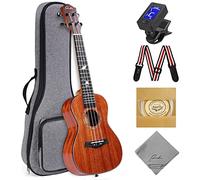 Ranch Concert Ukulele 23" Professional Upgraded Ukulele Set Small Hawaiian Guitar Ukalalee Starter Kit Gig Bag & Tuner Strap & Aquila String Set & 12 Online Lessons -