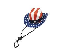 Ranch Hat with Red White and Profound Blue Country Theme, Ht | Breathable Fabric with Adjustable Band for Comfort, Great for Average Dogs and Cats, Photo Opportunities