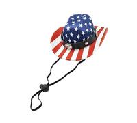 Ranch Hat with Red White and Profound Blue Country Theme, Wjx | Breathable Fabric with Adjustable Band for Average Dogs and Cats, Excellent for Photo Opportunities