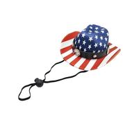 Ranch Hat with Red White and Profound Blue Country Theme, Wjx | Breathable Fabric with Adjustable Band for Comfort, Great for Average Dogs and Cats, Photo Opportunities