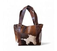 Ranch Junkie Highlands Vintage Brown Cowhide Tote Purse, Brown Spot
