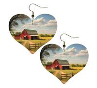 Ranch View Prints Stylish Heart-Shaped Earrings Lightweight Women'S Accessories Perfect For Parties And Valentine'S Day.