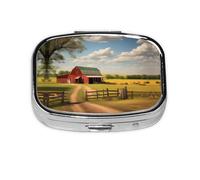 Ranch View Square mini Pill Box, Travel Pill Box, can be Put into Wallet or Pocket to Store a Variety of Small Items