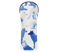 Ranch Wolf Blue Golf Club Head Cover Set Premium Leather Headcovers with Interchangeable No. Tags for Driver Fairway Wood Hybrid golf cart accessories