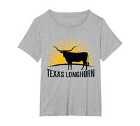 Rancher Cattle Farmer - Texas Longhorn Cow T-Shirt, Women's Plus, Heather Grey, 3X
