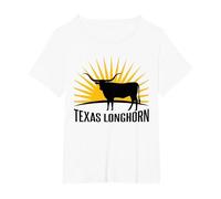 Rancher Cattle Farmer - Texas Longhorn Cow T-Shirt, Women's Plus, White, 2X